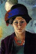 August Macke Portrait of the artist's wife with a hat Germany oil painting artist